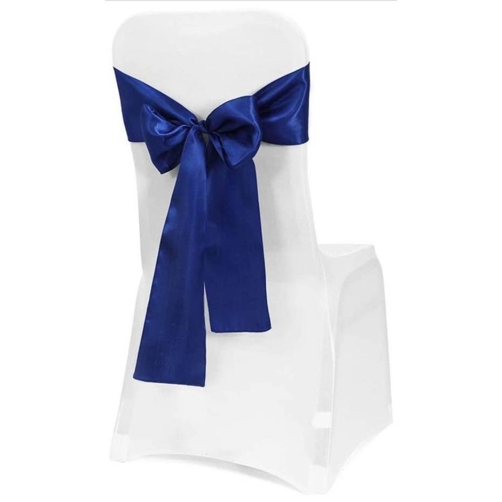 50 count | Royal Blue Satin Chair Sashes Bows Wedding Decor ~ New
